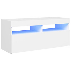 vidaXL Meuble TV avec lumières LED blanc 90x35x40 cm