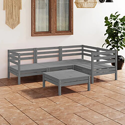 Maison Chic Salon de jardin 5 pcs - Table et chaises d'extérieur - Mobilier/Meubles de jardin Moderne Bois de pin massif Gris -MN56146