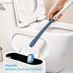 Avis Universal Brosse de toilette jetable, manche longue, porte-brosse de nettoyage, accessoires de salle de bains, outils de nettoyage.(Bleu)