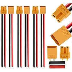 3 paires XT30 Connecteur, Lipo Connecteurs De Batterie, avec Câble en Silicone 100mm 16AWG