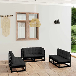 Maison Chic Salon de jardin 6 pcs + coussins - Mobilier/Meubles de jardin - Table et chaises d'extérieur Bois de pin massif -MN95510