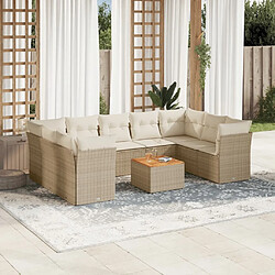 Maison Chic Salon de jardin avec coussins 10 pcs, Ensemble Tables et chaises de jardin, beige résine tressée -GKD107697