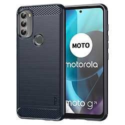 Coque en TPU MOFI texture en fibre de carbone bleu pour votre Motorola Moto G71 5G