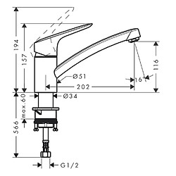 HANSGROHE - Mitigeur de cuisine Logis M31 120, 1 jet