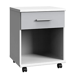 Pegane Caisson mobile à tiroirs coloris Blanc, rechampis gris clair - longueur 46 x hauteur 58 x profondeur 40 cm