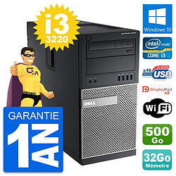 PC Tour Dell OptiPlex 9010 Intel i3-3220 RAM 32Go Disque 500Go Windows 10 Wifi - Occasion