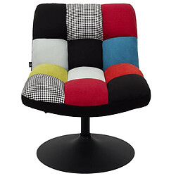 Mes Fauteuil pivotant 80x65x79,5 cm en tissu patchwork et noir