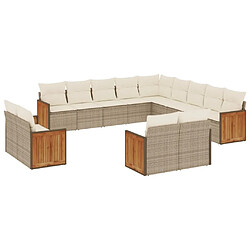 Maison Chic Salon de jardin avec coussins 13 pcs | Ensemble de Table et chaises | Mobilier d'Extérieur beige résine tressée -GKD32199