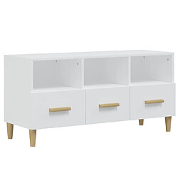 vidaXL Meuble TV Blanc 102x36x50 cm Bois d'ingénierie