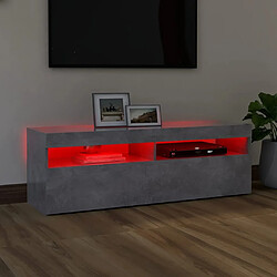 Avis vidaXL Meuble TV avec lumières LED gris béton 120x35x40 cm