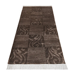 Avis Vidal Tapis de couloir en laine 206x81 brun Darya