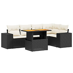 Maison Chic Ensemble Tables et chaises d'extérieur 6pcs avec coussins,Salon de jardin noir résine tressée -GKD640003