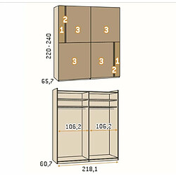 Inside 75 Armoire 2 portes coulissantes Noa 218,1x220 caisse Tundra façade Tundra Pizzara Laquée Gris Laquée