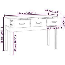 vidaXL Table console Gris 114x40x75 cm Bois massif de pin pas cher