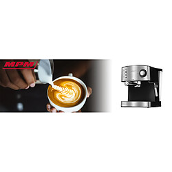 Machine à Espresso Manuelle 20 Bars,1,7 L, Buse Vapeur à Lait, Chauffe -Tasses, 850, Noir/Argent, MPM, MKW-06M pas cher