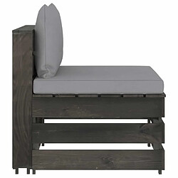 Acheter Maison Chic Salon de jardin 3 pcs + coussins - Mobilier/Meubles de jardin - Table et chaises d'extérieur Bois imprégné de gris -MN84302