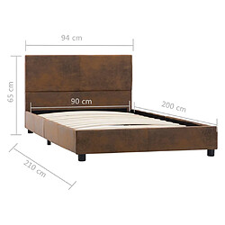 vidaXL Cadre de lit sans matelas marron similicuir daim 90x200 cm pas cher