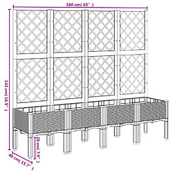 vidaXL Jardinière avec treillis blanc 160x40x142 cm PP pas cher