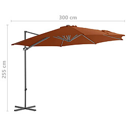 vidaXL Parasol de jardin en porte-à-faux avec mât en acier terre cuite pas cher