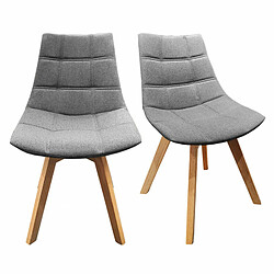 Meubletmoi Lot de 2 chaises en tissu gris surpiqué avec piètement chêne - BETI