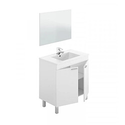 Dansmamaison Meuble sous vasque 2 portes 80 cm + vasque + miroir Blanc - TICLY pas cher