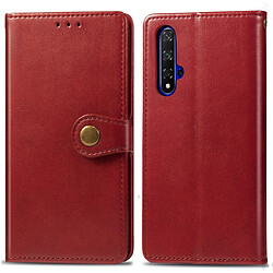 Wewoo Housse Coque Étui en cuir de protection pour téléphone portable avec boucle de couleur unie rétro lanière et cadre photo et fente carte et portefeuille et fonction de support Huawei Honor 20 rouge