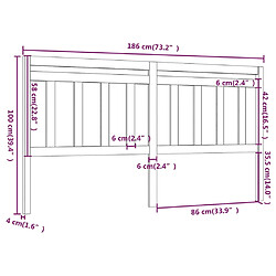 Acheter vidaXL Tête de lit Gris 186x4x100 cm Bois massif de pin