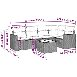 Avis vidaXL Salon de jardin avec coussins 6 pcs marron résine tressée