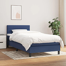 Maison Chic Structures de lit + matelas,Lit à sommier tapissier avec matelas Bleu 90x190 cm Tissu -MN74866