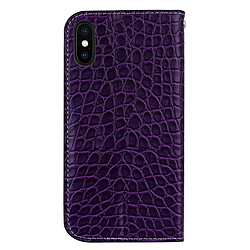 Avis Wewoo Etui à rabat horizontal en cuir texturé avec texture paillettée et crocodile pour iPhone X / XS, avec emplacements pour cartes et support (Violet)