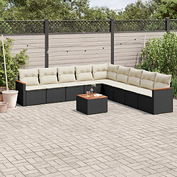 Maison Chic Salon de jardin 10 pcs avec coussins, Ensemble Tables et chaises d'extérieur noir résine tressée -GKD355083