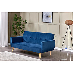 Concept Usine Canapé scandinave convertible 3 places velours bleu nuit BERLIN pas cher