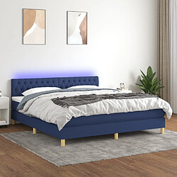 Sommier à lattes LED,Cadre à lattes de lit avec matelas pour Adulte Bleu 160x200 cm Tissu -MN47938