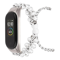 Bracelet en nylon perles décorées, cordon de serrage réglable, noir/blanc pour votre Xiaomi Mi Band 3/4