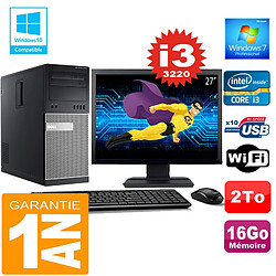 PC Tour DELL 7010 Core I3-3220 Ram 16Go Disque 2 To Wifi W7 Ecran 27" - Occasion