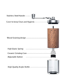 Acheter Universal Moulin à café manuel réglable en acier inoxydable brossé Moulin à café à graines entières Épices et herbes