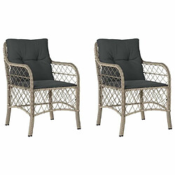 Maison Chic Lot de 2 Chaises de jardin coussins | chaises Relax gris clair résine tressée -GKD45479