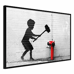 Paris Prix Affiche Murale Encadrée Banksy Hammer Boy 30 x 20 cm Noir