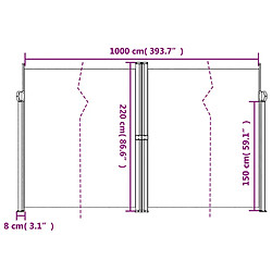 vidaXL Auvent latéral rétractable noir 220x1000 cm pas cher