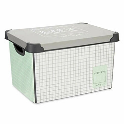 Kipit Boîte de rangement avec couvercle Home à carreaux Gris Plastique 17 L 28 x 22 x 37 cm (12 Unités)