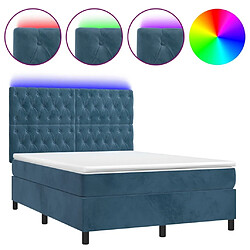 Sommier à lattes,Cadre à lattes de lit pour Adulte matelas et LED Bleu foncé 140x190 cm -MN27312