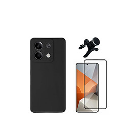 Kit de film en verre trempé de la couverture en 5D + boîtier en silicone liquide + porte-voiture renforcé Phonecare pour Xiaomi Redmi Note 13 - le noir