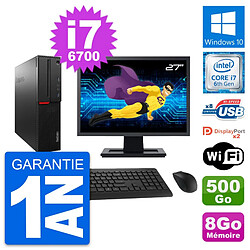 PC Lenovo M800 SFF Ecran 27" Intel i7-6700 RAM 8Go Disque 500Go Windows 10 Wifi - Occasion