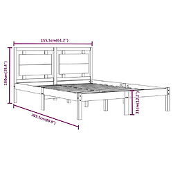 vidaXL Cadre de lit sans matelas blanc 150x200 cm bois massif pas cher