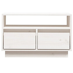 Maison Chic Meuble TV scandinave - Banc TV pour salon Blanc 60x35x37 cm Bois de pin massif -MN65593 pas cher