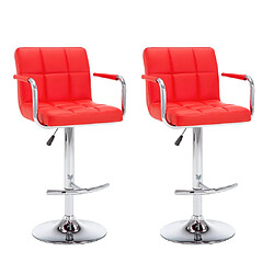 vidaXL Tabourets de bar lot de 2 rouge similicuir