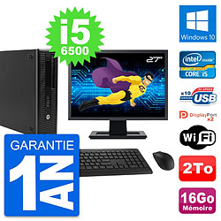 PC HP 800 G2 SFF Ecran 27" Intel i5-6500 RAM 16Go Disque 2To Windows 10 Wifi - Occasion