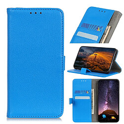 Etui en PU peau de litchi magnétique bleu pour votre Apple iPhone 12 Max/12 Pro 6.1 pouces