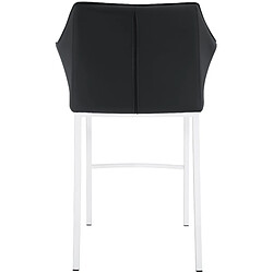 Decoshop26 Tabouret de bar chaise haute de comptoir couture carrées assise en PVC noir 4 pieds stables en métal blanc 10_0004732 pas cher