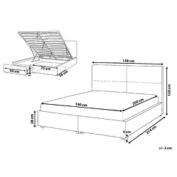 Avis Beliani Lit avec coffre en velours gris clair 140 x 200 cm VERNOYES